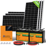 Eco - worthy - kit de panneaux solaires 1170w 24v avec onduleur solaire hybride 3000w 24v et batterie ...