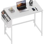 Ecofurnix - bureau informatique rectangulaire - structure m�tallique - couleur blanche - 80x40 cm