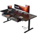 Ecofurnix - bureau �lectrique r�glable - noir - 2 tiroirs amovibles - 180x80 cm