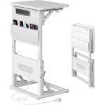 Ecofurnix - table d'appoint pliable - couleur blanc - pour salon et bureau - prises et ports usb