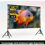 �cran 100 pouces 4k hd 16:9 sur tr�pied r�glable, int�rieur / ext�rieur.