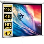 cran de projection de 84 pouces, cran vidoprojecteur, 4:3 4k hd, fixation mur ou plafond, 181l x 8p ...
