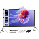 �cran de projection - homcom - 120  16:9 hd 4k / 8k - tr�pieds pliables, angle vision 160� - polyester ...
