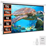 Mophorn - vevor ecran de projection motorise 100 pouces 16:9 hd 4k 1080 toile de projection anti - plis ...
