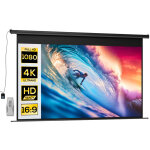 �cran de projection motoris� 120 pouces, 16:9 4k hd, fixation mural ou plafond avec t�l�commande, 297x8x183cm ...