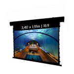 Ecran de projection motoris� tensionn� 3, 40 x 1, 91m - format 16:9 - wi - fi - carter noir