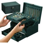 �crin � bijoux en flanelle avec serrure, coffret de rangement voyage 3 niveaux, bo�te organisatrice pour ...