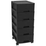 Eda - plastique meuble de rangement � roulettes 5 tiroirs noir