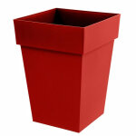 Eda - plastique toscane pot de fleur carr� rouge rubis 51 litres