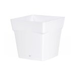 Eda - pot de fleur toscane avec soucoupe 24, 8x24, 8x24cm carr� - 10l - blanc