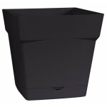 Eda - pot plastique carré toscane soucoupe intégrée anthracite 24, 8 x 24, 8 x 24 Eda - pot plastique carré toscane soucoupe intégrée anthracite 24, 8 x 24, 8 x 24