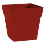 Eda - pot plastique carr� toscane soucoupe int�gr�e rubis 24, 8 x 24, 8 x 24