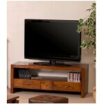 Lauren - meuble tv marron 2 grands tiroirs 1 petit tiroir bois mindi Lauren - meuble tv marron 2 grands tiroirs 1 petit tiroir bois mindi