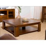 Macabane - lauren - table basse carre marron sous plateau 90x90cm bois mindi
