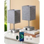 Edishine 2pcs lampe de table avec ports usb a + c, lampe de chevet tactile, ampoule e27 led fournie, ...