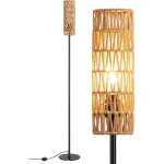 Edishine lampadaire sur pied salon avec abat - jour en corde tiss�e, e27 ampoule led 2700k lumi�re chaude ...