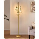 Edishine lampadaire sur pied salon industriel, 3 ampoules e27 dimmables fournies, lampe sur pied dor ...
