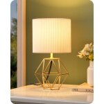 Edishine lampe de chevet e14 ampoule led incluse de 2700k blanc chaud, abat - jour ivoire pliss�, base ...