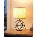 Edishine lampe de chevet e14 ampoule led incluse de 2700k blanc chaud, abat - jour en lin beige et base ...