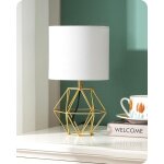 Edishine lampe de chevet e14 ampoule led incluse de 2700k blanc chaud, abat - jour en lin blanc et base ...