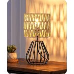 Edishine lampe de chevet avec ampoule led e14 2700k blanc chaud, boho abat - jour tiss�e � la main et ...