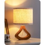 Edishine lampe de chevet, e27 4w ampoule led incluse, 2700k blanc chaud, abat - jour en lin & base en ...