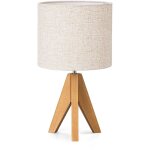 Edishine lampe de table avec abat - jour en lin, lampe de chevet en bois h36 cm, ampoule e27 led 2700k ... Edishine lampe de table avec abat - jour en lin, lampe de chevet en bois h36 cm, ampoule e27 led 2700k ...