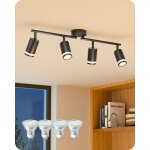 Edishine spots de plafond noir, plafonnier 4 spots orientables, 4 ampoules gu10 dimmables led 3000k