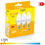 Edm - lot de 3 ampoules led e14 5w flamme �quivalent � 50w - blanc chaud 3200k