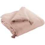 L'effet papillon - edredon gaze de coton 150 x 150 cm guimauve rose