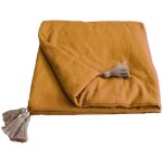 Edredon � pompons matelass� 90 x 190 cm - 90x190cm - moutarde