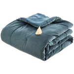 Edredon couverture en velours bleu 80 x 180 cm - atmosphera