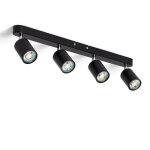 Efectoled - plafonnier orientable m�tal 4 spots albus black large noir