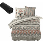 L'effet papillon - parure de couette 240x220 ethnic + dh 140x190 cm noir truffe