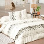 Parure de lit (housse de couette + 2 taies d'oreiller) 200x200 berbere blanc
