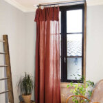 L'effet papillon - rideau ajustable + 8 anneaux pince gaze de coton 140 x 300 cm terracotta orange