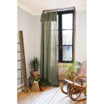 L'effet papillon - rideau ajustable + 8 anneaux pince gaze de coton luxe 140 x 300 cm gaia romarin