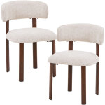 Efilia - lot de 2 chaises en tissu beige pieds couleur bois fonc�