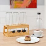 Egouttoir a bouteilles en bambou avec bac degouttage 3 emplacements