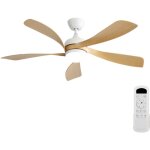 Ventilateur de plafond 131cm, avec 5 pales abs, 6 vitesses, lumire led rglable 3 couleurs, tlcommande ...
