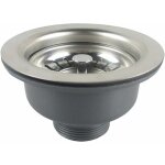 Einemgeld - bonde d'vier sans trop plein panier inox  114 mm 1', acier inoxydable + abs, bonde + panier ...