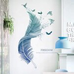 Einemgeld - stickers muraux plume en bleu (12472 cm) i dcoratifs sticker mural oiseaux poster moderne ...