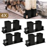 Einfeben 4x aide  l'empilage du bois acier enduit, noir, abri en bois bricolage pour bois quarri, stockage ...