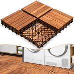 Einfeben 55x dalles de terrasse en bois d?acacia ou bois d?eucalyptus 30 x 30 cm dalle clipsable balcon ...