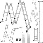Einfeben echelle pliante articule 4x4 marches, echafaudage multifonction, ecarteur de mur, escabeau, ...