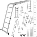 Einfeben - echelle pliante articule 4x5 marches, echafaudage multifonction, ecarteur de mur, escabeau, ...