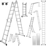Einfeben - echelle pliante articule 5. 8m, echafaudage multifonction, ecarteur de mur, escabeau, 2 plaques ...