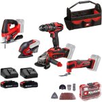Einhell pack de 5 outils power x - change (18 v) livr� avec 2 batteries 2, 5ah, 2 chargeurs et accessoires ...