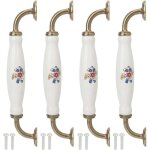 Ej. life lot de 4 poign�es en c�ramique vintage blanc tiroir / commode / armoire tire poign�e en alliage ...