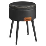 Ekho collection - pouf de rangement, tabouret de coiffeuse, pu avec coutures, moderne mi - si�cle, tabouret ...
